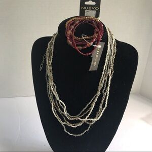 NUEVO multi Bead Necklace & Stretch Bracelet Set